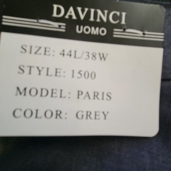 DaVinci OMO Men's Dress Pants Model Paris Size 38W Raw Hem New with Tags - Picture 4 of 7